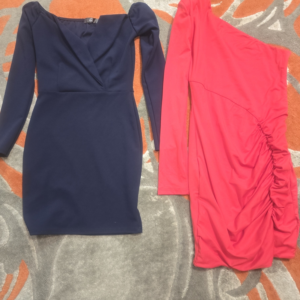 Missguided+ Navy and Pink Long Sleeve Dresses